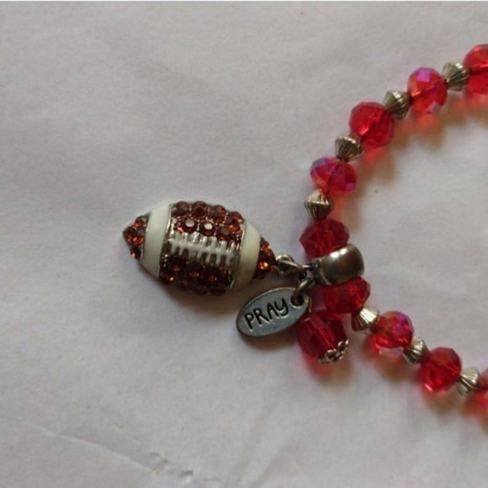 Beaded crystal football pray bracelet‎